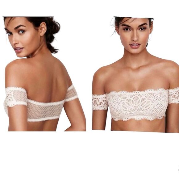 Victoria's Secret Other - VICTORIA’S SECRET IVORY LACE DREAM ANGEL OFF THE SHOULDER BRALETTE MEDIUM
